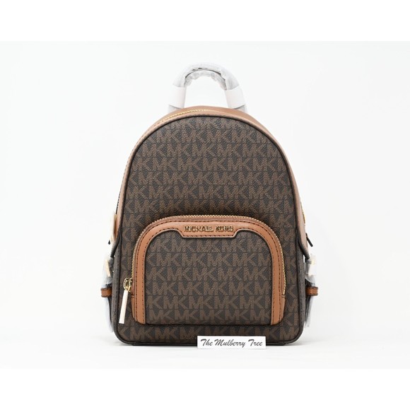 MICHAEL KORS JAYCEE XS Mini Convertible Brown Logo Canvas Backpack NWT $398 - Picture 1 of 16